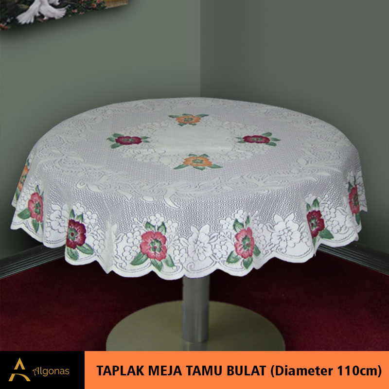 Taplak Meja Tamu Bulat Algonas Motif Tebal (Diameter 110)